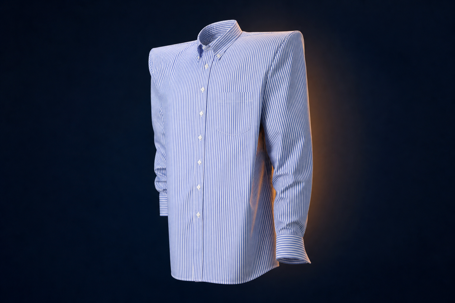 The Bedford oxford shirt-coat, product still life on a ghost mannequin